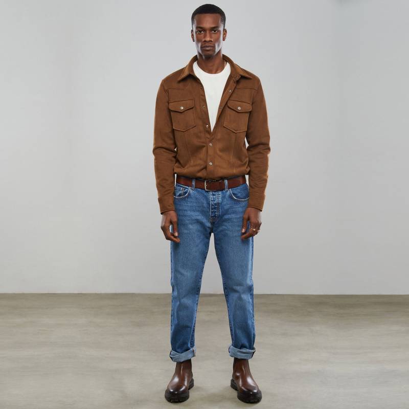 Braunes Western-Overshirt, Cowboy-Jacke, Stoff-Suite, Stilvolles Overshirt, Jacke Für Männer, Elegante Westernjacke, Handgefertigt von DearDeerMenswear