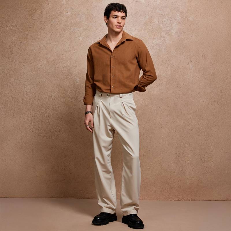 Camel Leinenhemd Für Männer, Langärmelige, Natürlich Gebräunte Bluse Mit Knöpfen, Zeitloses Capsule-Kleiderschrankhemd, Elegante von DearDeerMenswear
