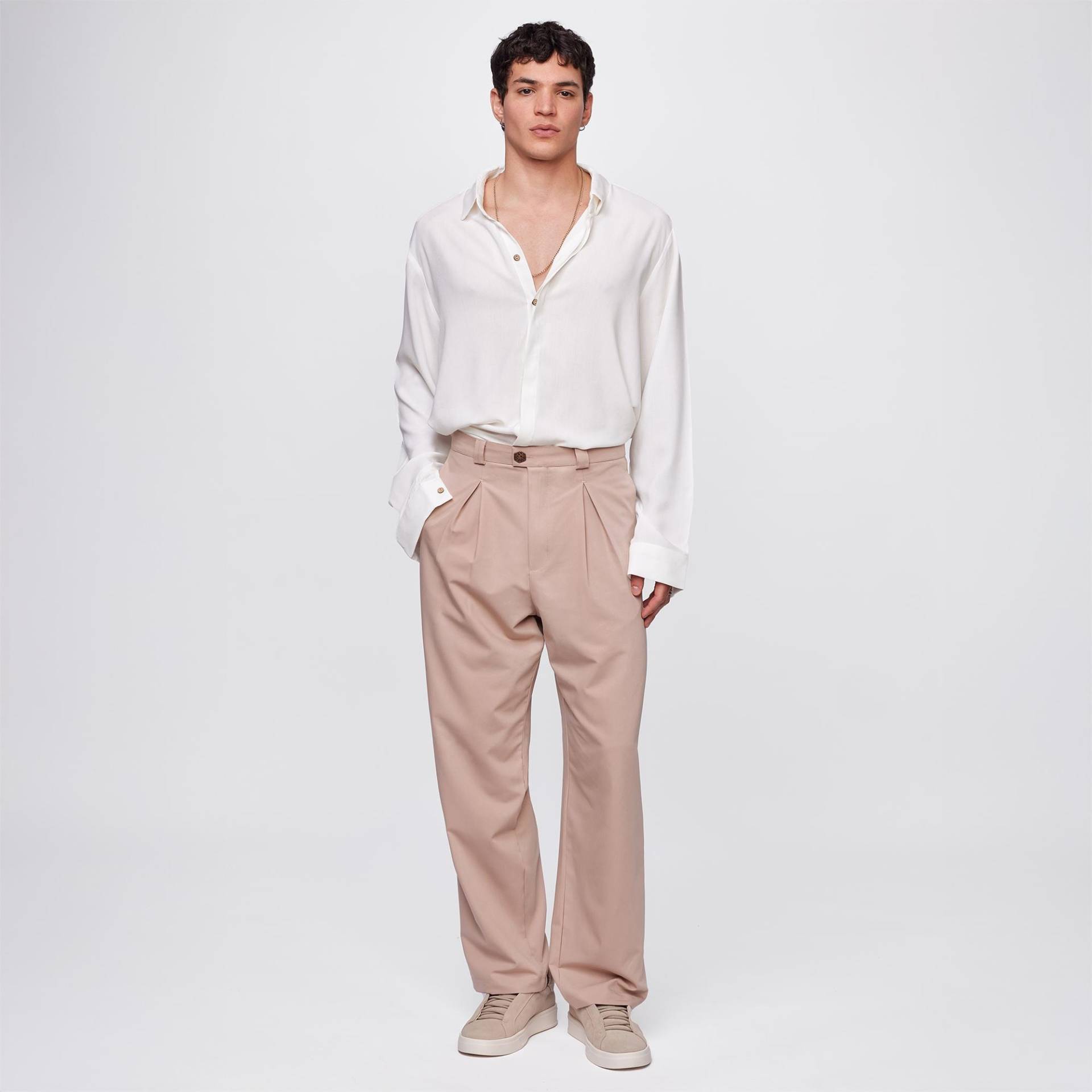 Lachs Herren Hose Mit Weitem Bein | 70Er Jahre Retro Palazzo Entspannte Passform von DearDeerMenswear