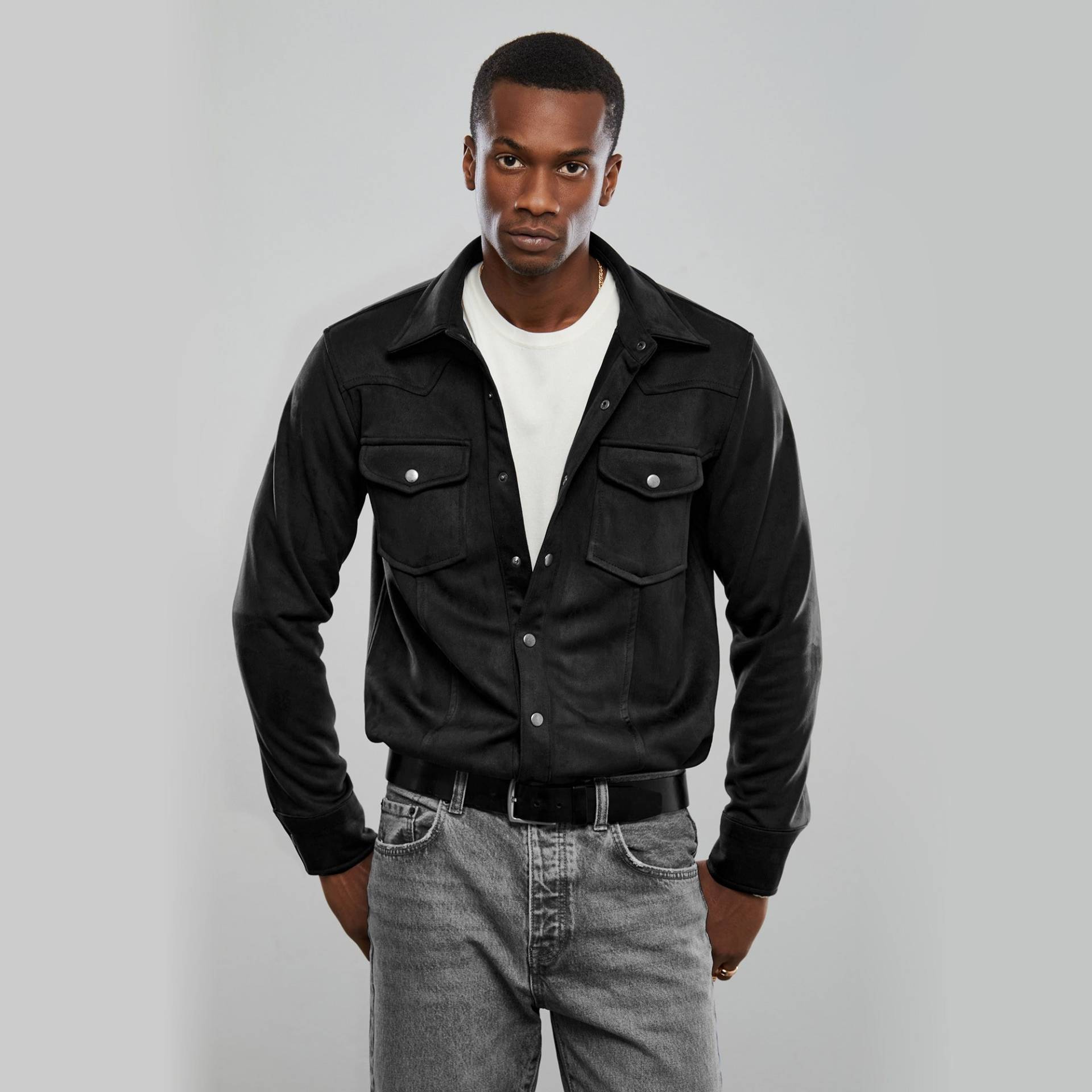 Schwarzes Western Überhemd, Minimalist, Überhemd, Westernjacke, Jacke Für Männer, Westernjacke, Geschenk, Qualität, Frühlingskleidung von DearDeerMenswear