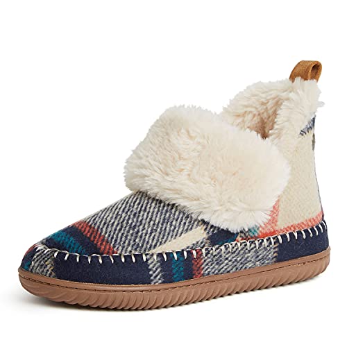 Dearfoams Alpine by Damen Moritz Indoor/Outdoor Bootie Hausschuh, Marineblau, kariert, 41 EU von Dearfoams