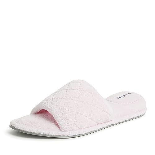 Dearfoams Damen Beatrice Microfiber Terry Slide with Quilted Vamp Slipper, Fresh Pink, Medium von Dearfoams
