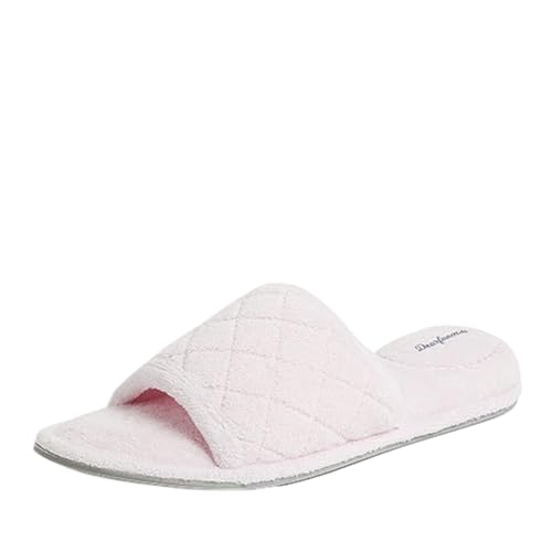 Dearfoams Damen Beatrice Terry Side Gore Slide Slipper, Fresh Pink, Groß von Dearfoams