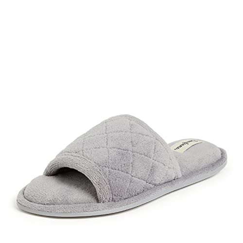 Dearfoams Damen Beatrice Terry Side Gore Slide Hausschuh, Mittelgrau, Small von Dearfoams