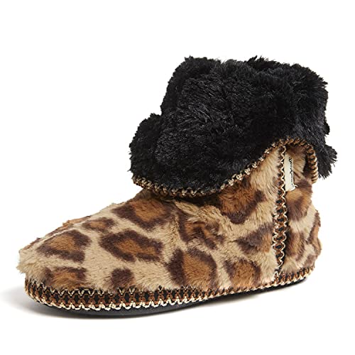 Dearfoams Damen Beth Faltbare Stiefel Hausschuh, Leopard, Medium EU von Dearfoams