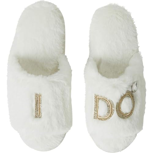 Dearfoams Damen Braut/Brautjungfer I Do & I Do Crew Geschenk Hochzeit Slipper, Braut I Do, Small von Dearfoams