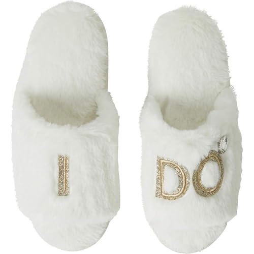 Dearfoams Damen Braut/Brautjungfer I Do & I Do Crew Geschenk Hochzeit Slipper, Braut "I Do", Small von Dearfoams