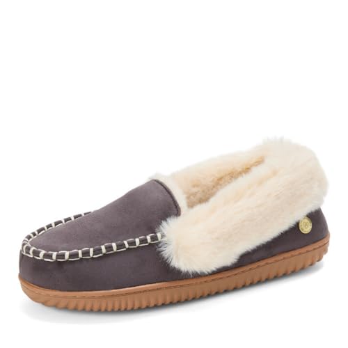 Dearfoams Damen Gifts Fuzzy Memory Foam Outdoor Ryland Mokassin mit Manschette Hausschuhe, Pavé-Fassung, 5-6 von Dearfoams