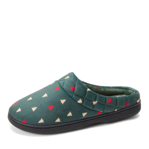 Dearfoams Damen Indoor/Outdoor Memory Foam Darcy Mikrofaser Velours Clog Weite Pantoffeln Grün Bäume 38-39 von Dearfoams