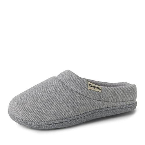 Dearfoams Lacey Damen-Clog-Pantoffeln, Memory-Schaum, bequem, einfaches An- und Ausziehen, Hellgrauer Strick, 9-10 von Dearfoams