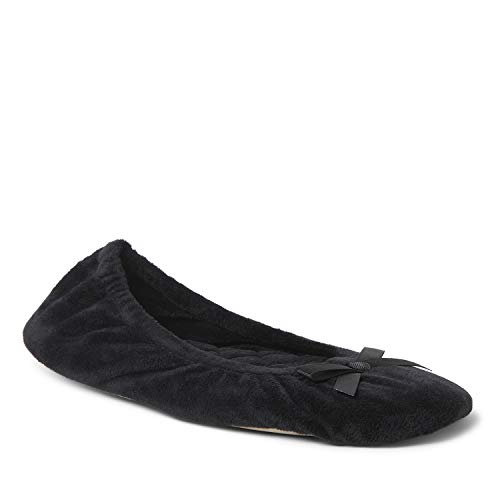 Dearfoams Damen Layla Ballerina with Suede Outsole Hausschuh, schwarz, Small von Dearfoams