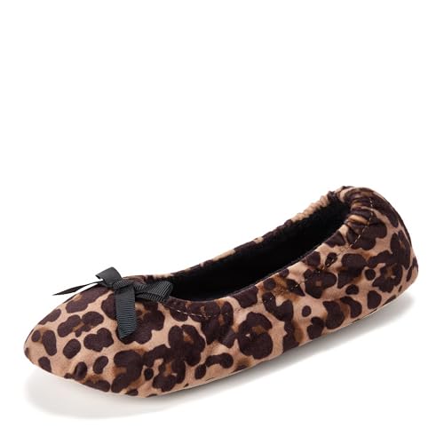 Dearfoams Layla Ballerina für Damen mit Wildleder-Laufsohle, Leopard von Dearfoams