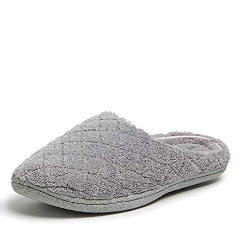 Dearfoams Damen Leslie Quilted Terry Clog Slipper Hausschuh, Mittelgrau, X-Large von Dearfoams