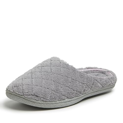 Dearfoams Damen Leslie Quilted Terry Clog Slipper Hausschuh, Mittelgraues Frottee, X-Large Weit Dearfoams Damen Leslie Quilted Terry Clog Slipper Hausschuh, Mittelgraues Frottee, X-Large Weit von Dearfoams