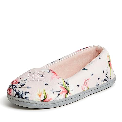 Dearfoams Damen Memory Foam Washable Indoor Rebecca Closed Back with Wide Widths Slippers Hausschuh, Rosa Velours, Small von Dearfoams
