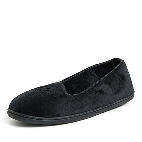 Dearfoams Damen Rebecca Lightweight Cozy Memory Foam Closed Back Slipper with Wide Widths Hausschuh, Schwarzer Velours, Small von Dearfoams