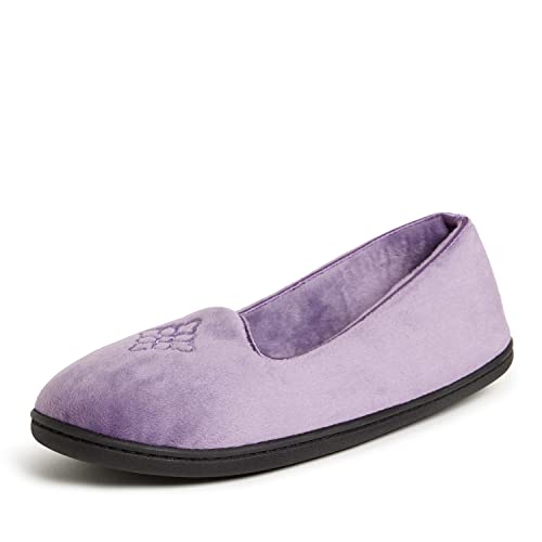 Dearfoams Damen Rebecca Mikrofaser Velour Geschlossene Rückseite Slipper, Smokey Purple, 42/43 EU von Dearfoams