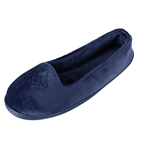 Dearfoams Damen Rebecca Microfiber Velour Closed Back Slipper, Peacoat, X-Large von Dearfoams
