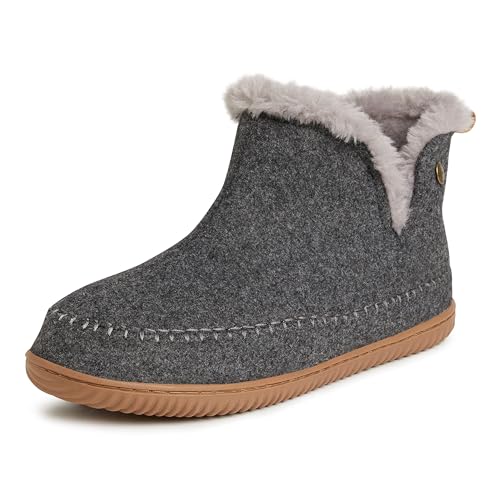 Dearfoams Brixen Herren Hausschuh aus Memory-Schaum, für drinnen und draußen, für Alpine, Camping, gemütlich, dunkelgrau (Dark Heather Grey), 45/46 EU von Dearfoams