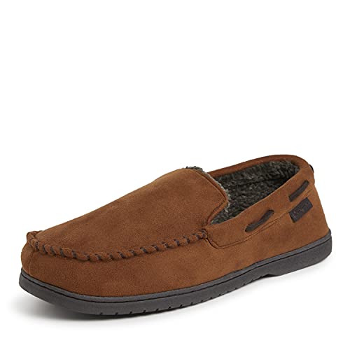 Dearfoams Herren Atmungsaktive Memory Foam Indoor/Outdoor Keaton Mokassin Hausschuhe mit weiter Passform, 41/43 EU von Dearfoams