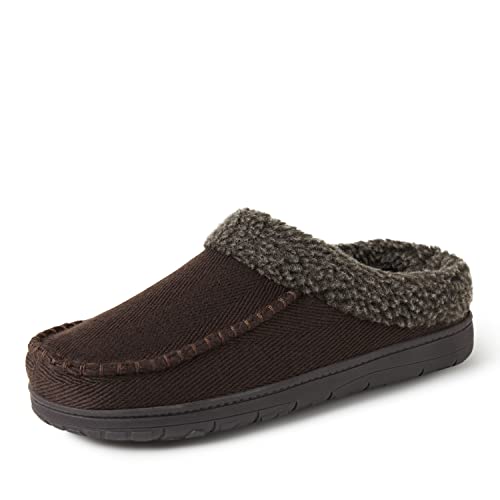 Dearfoams Herren Atmungsaktiver Clog aus Memory-Schaum für drinnen und draußen, erhältlich Breiten Hausschuh, Kaffee (Twill), Large von Dearfoams