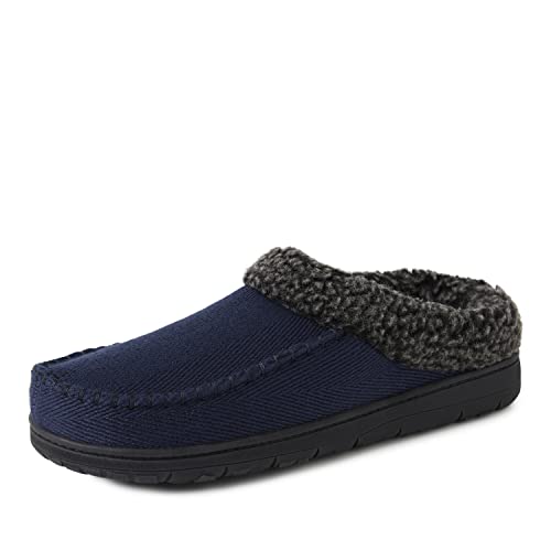 Dearfoams Herren Atmungsaktiver Clog aus Memory-Schaum für drinnen und draußen, erhältlich Breiten Hausschuh, Marineblau (Twill), Large von Dearfoams