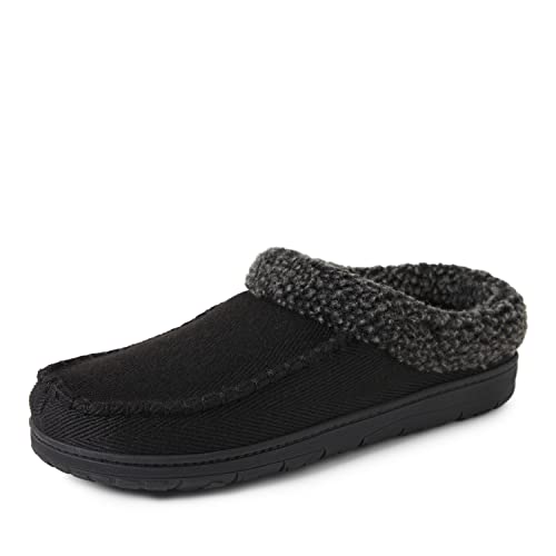 Dearfoams Herren Atmungsaktiver Clog aus Memory-Schaum für drinnen und draußen, erhältlich Breiten Hausschuh, Schwarz (Twill), Medium von Dearfoams