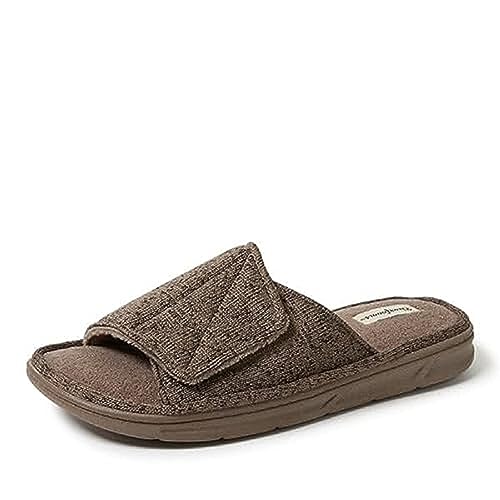 Dearfoams Herren Verstellbare Drinnen und Draußen, Memory-Schaum, Maschinenwaschbar, Sommer-Slipper Hausschuh, fossil, Large von Dearfoams