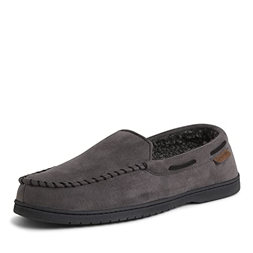 Dearfoams Herren Keaton Memory Foam Moccasin with Wide Widths Hausschuh, Pavement Microsuede, Large Weit von Dearfoams