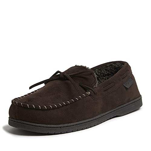 Dearfoams Herren Toby Microsuede Moccasin with Tie Hausschuh, Coffee, Large von Dearfoams