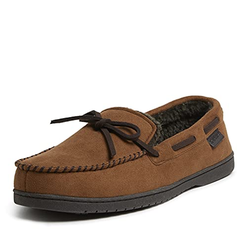 Dearfoams Herren Microsuede Moccasin with Tie Hausschuh, kastanienbraun, Medium von Dearfoams