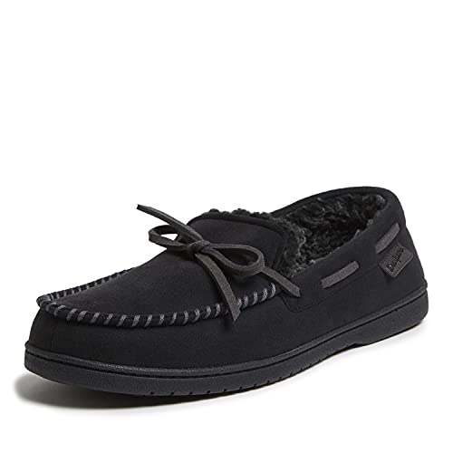 Dearfoams Herren Toby Microsuede Moccasin with Tie Hausschuh, schwarz, Small von Dearfoams