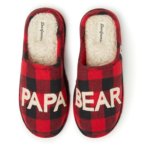 Dearfoams Herren Lustige Bärenmotiv zum Vatertag Hausschuh, Buffalo Plaid, Medium Dearfoams Herren Lustige Bärenmotiv zum Vatertag Hausschuh, Buffalo Plaid, Medium von Dearfoams