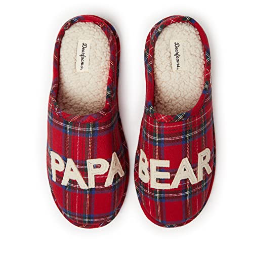 Dearfoams Herren Papa Bear Slipper Hausschuh, Schottenkaro, Large von Dearfoams