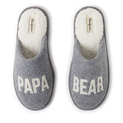 Dearfoams Herren Gifts for Dad Funny Fathers Day Papa Bear Slipper Hausschuh, Hellgrau, X-Large von Dearfoams