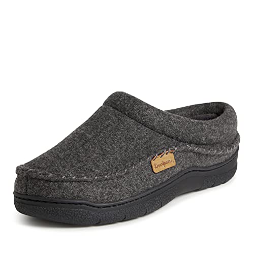 Dearfoams Herren Thompson Memory Foam Clog Slipper Hausschuh, Dark Heather Grey (Wolle), Small von Dearfoams