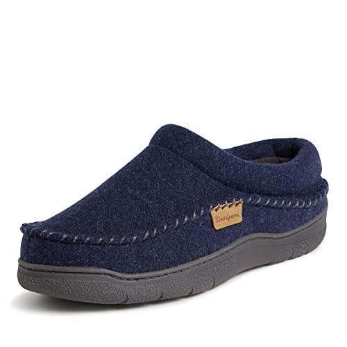 Dearfoams Herren Thompson Memory Foam Clog Slipper Hausschuh, Marineblaue Wolle, Large von Dearfoams