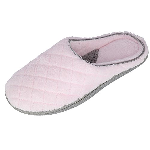 Dearfoams Leslie Damen Pantoffeln aus gestepptem Frottee, Pink (Fresh Pink), Medium von Dearfoams