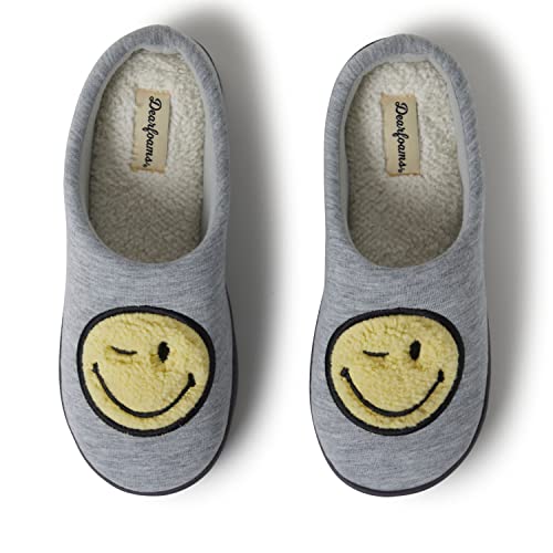 Dearfoams Unisex Herren Smile Icon Retro Preppy Slipper Hausschuh, Damen Smiley Gesicht, Medium von Dearfoams