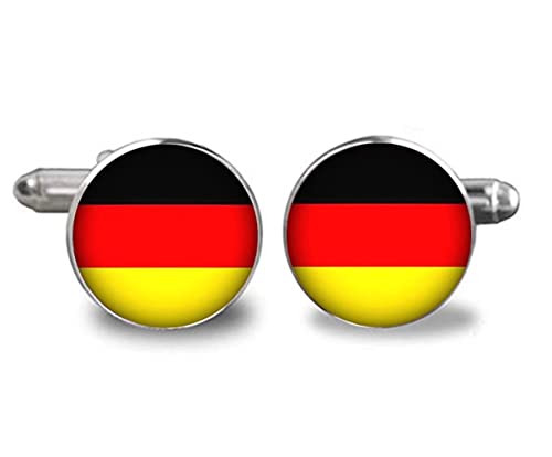 Death Devil Manschettenknöpfe mit deutscher Flagge, Liebe die Nationalflagge, das Geschenk der Patrioten, Glas von Death Devil