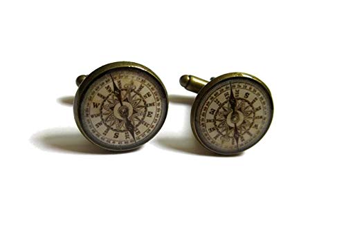 Death Devil Manschettenknöpfe mit Kunstbild, Geschenk der Liebe, antiker Kompass Manschettenknöpfe, Metall von Death Devil