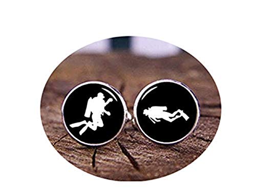 Death Devil Manschettenknöpfe mit Kunstbild, Taucher, Taucher, Taucher, Taucher, Manschettenknöpfe, individuelle Hochzeits-Manschettenknöpfe, Bräutigam-Manschettenknöpfe, Krawattenstangen oder Set, von Death Devil