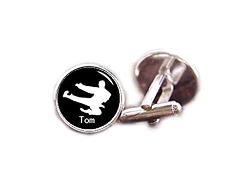 Death Devil Taekwondo-Manschettenknöpfe, Judo-Manschettenknöpfe, Karate-Manschettenknöpfe, individuelle Sport-Silhouette, Herren-Accessoires, personalisierte Manschettenknöpfe, Krawattenklammern, von Death Devil