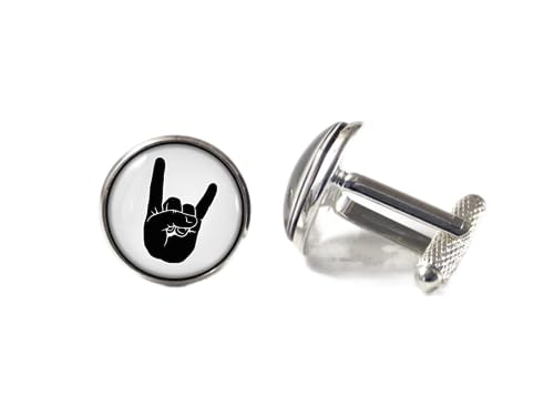 Rock on Manschettenknöpfe Rockmusik Herren Accessoires Metall Musik Manschettenknöpfe Glas, kein Edelstein, Glas, Ohne Edelstein von Death Devil