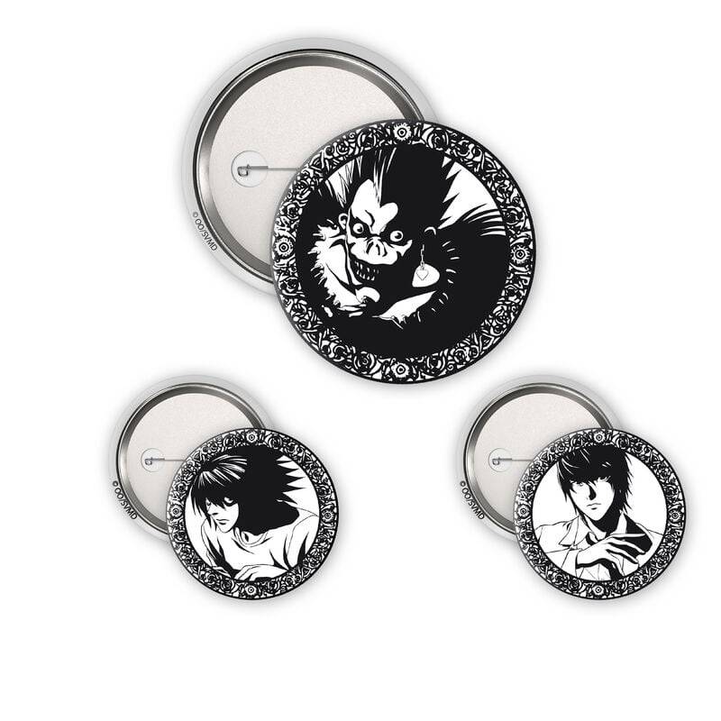 Death Note - Anime Button-Set - Light, L & Ryuk - multicolor - Lizenzierter Fanartikel Death Note - Anime Button-Set - Light, L & Ryuk - multicolor - Lizenzierter Fanartikel von Death Note