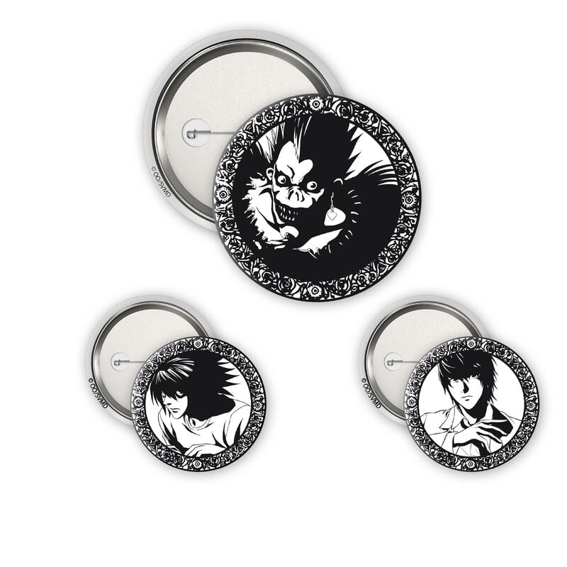 Death Note Light, L & Ryuk Button-Set multicolor von Death Note