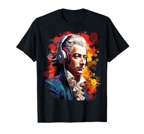 DeathArtStorm - Amadeus Mozart mit Kopfhörer - Lustige Klassische Musik Damen T-Shirt Schwarz S DeathArtStorm - Amadeus Mozart mit Kopfhörer - Lustige Klassische Musik Damen T-Shirt Schwarz S von DeathArtStorm