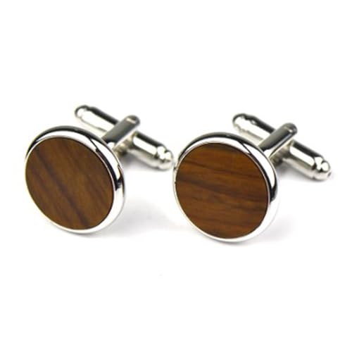 Elegante Runde Holz Manschettenknöpfe - Modische Hochzeit Anzug Herren Accessoires von Deautie