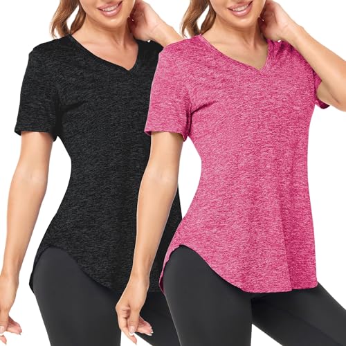 Deaviya Sport T-Shirt Damen, Fitness Sport Shirt Kurzarm Oberteile, V-Ausschnitt Laufshirt für Frauen, Workout, Gym Yoga Shirt Dame Deaviya Sport T-Shirt Damen, Fitness Sport Shirt Kurzarm Oberteile, V-Ausschnitt Laufshirt für Frauen, Workout, Gym Yoga Shirt Dame von Deaviya