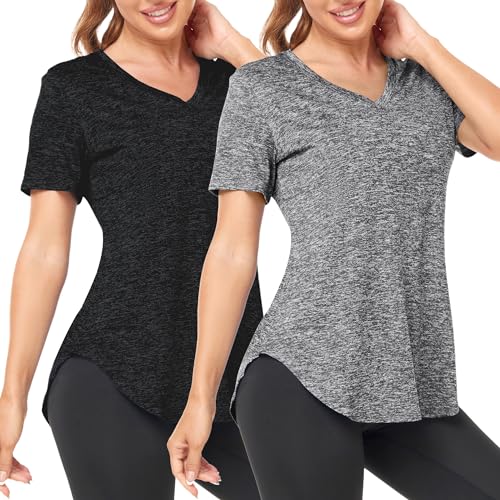 Deaviya Sport T-Shirt Damen, Fitness Sport Shirt Kurzarm Oberteile, V-Ausschnitt Laufshirt für Frauen, Workout, Gym Yoga Shirt Dame Deaviya Sport T-Shirt Damen, Fitness Sport Shirt Kurzarm Oberteile, V-Ausschnitt Laufshirt für Frauen, Workout, Gym Yoga Shirt Dame von Deaviya